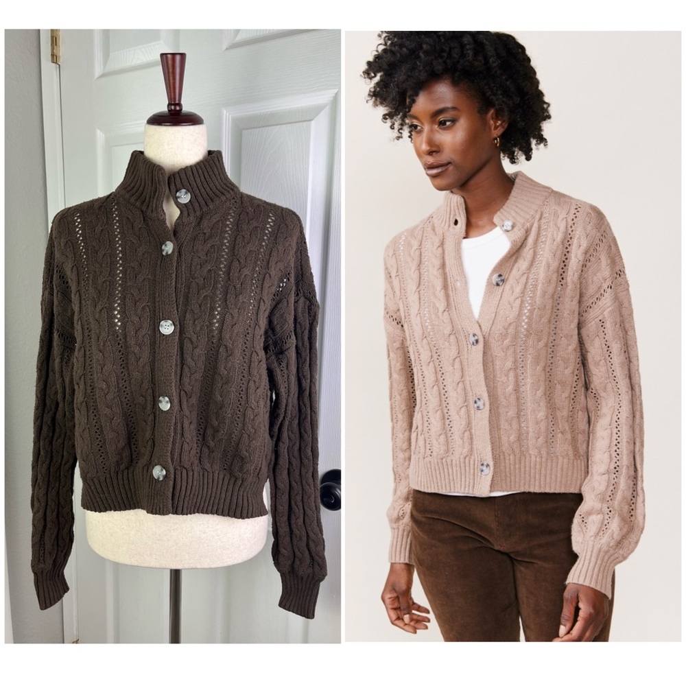 ABLE Ruth Cable Knit Cropped Cardigan